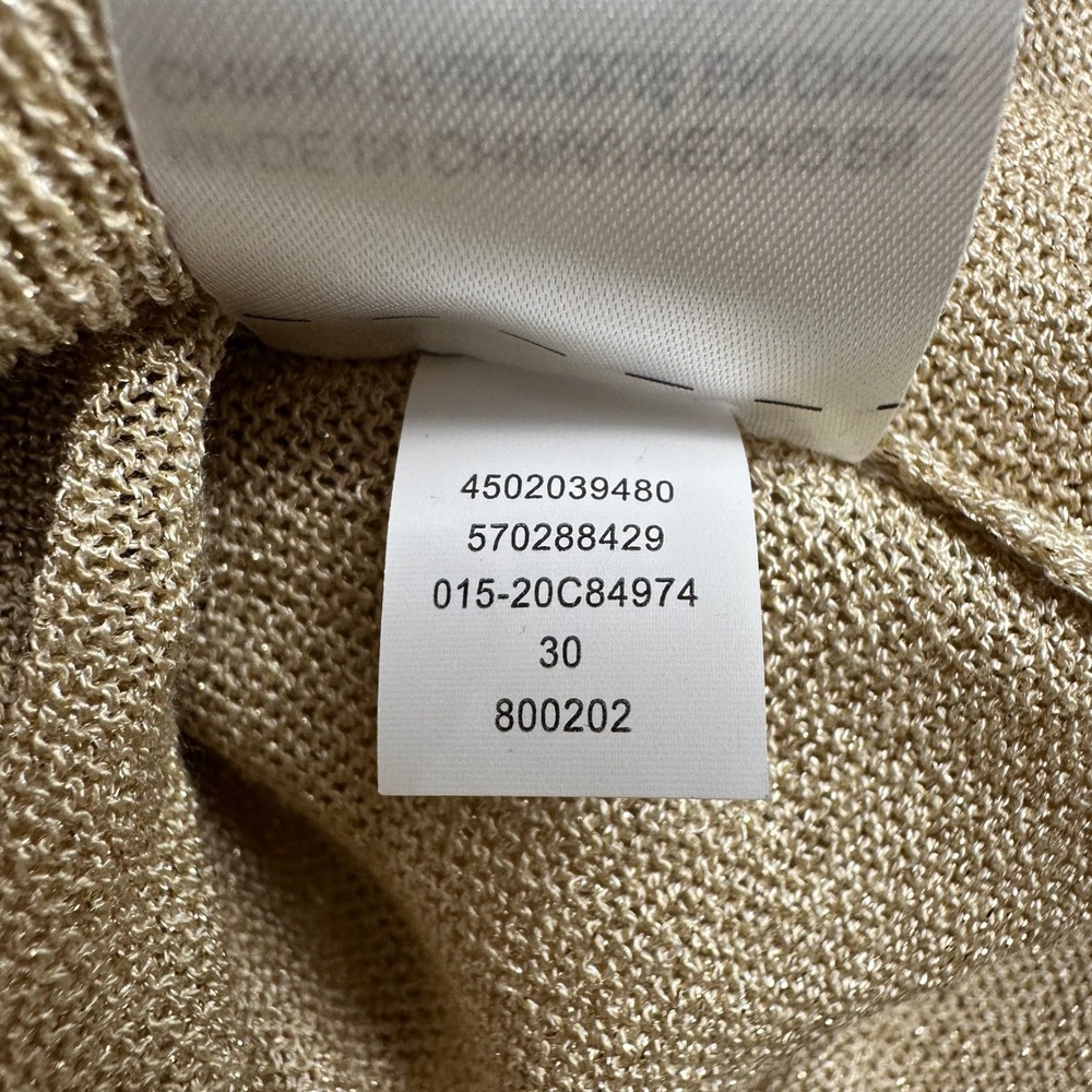 Chico's Gold Metallic Knit Cardigan V-Neck Button Front 3/4 Sleeve Size 2 Large - Picture 11 of 14